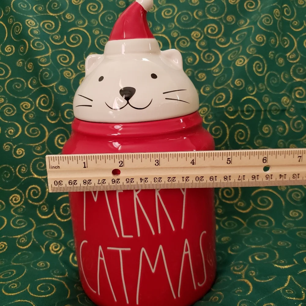 Rae Dunn Merry Catmas canister holiday Christmas cat kitty